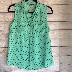 Wishful Park mint and black polka dot blouse sleeveless
